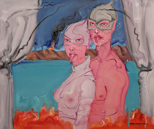 邓箭今  DENG JIANJIN (b.1961) 火焰山下的爱情 2010 布面油画