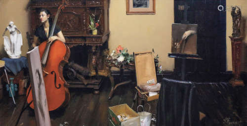 冷军  LENG JUN (b.1963) 画室中的提琴手 2013 布面油画