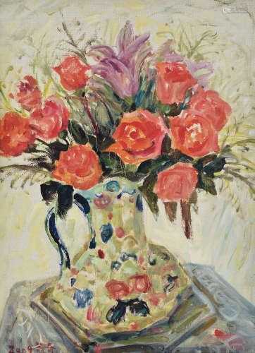 梁器奇  LIANG QIQI (1929-2022) 红玫瑰 2009 布面油画