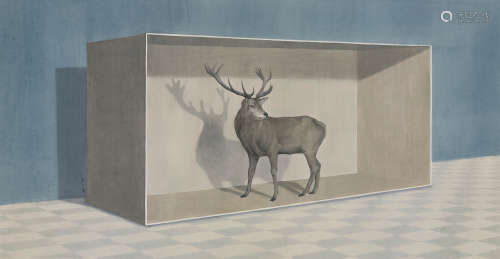 秦艾  QIN AI (b.1973) 盒子里的鹿 2011 纸本设色