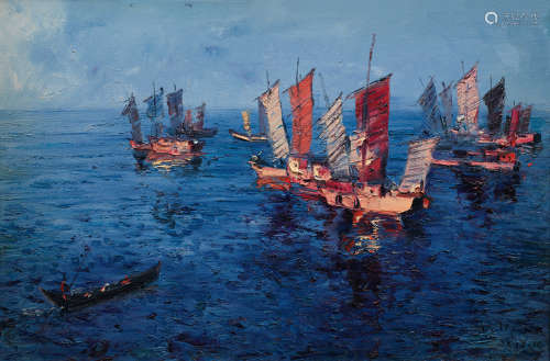 王海力 帆影 布面油画