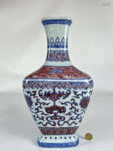 An underglaze red and blue&white vase, QianLong Pr.