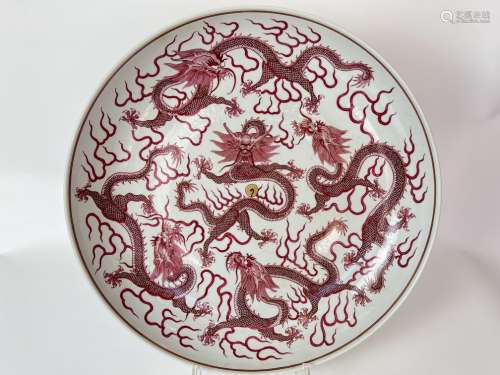 An extra large famille rose platter, Qing Dynasty Pr.
