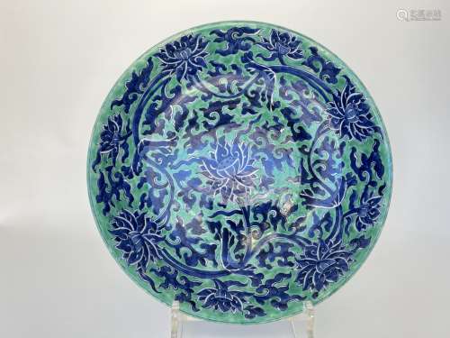A large blue&white platter,  KangXi Pr.