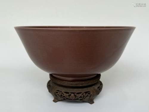 A large purple monochrome bowl,  Qing Dynasty Pr.