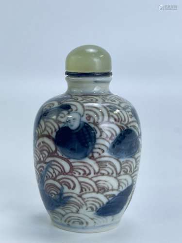 An underglaze red and blue&white snuff bottle vase, YongZhen...