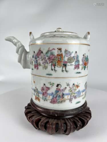 A large famille rose teapot with painted mark, Qing Dynasty ...