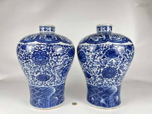 A pair of large Mei-ping vases, QianLong Pr.