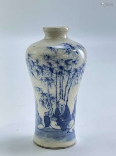 A Meiping-shape blue&white snuff bottle vase with cracking g...