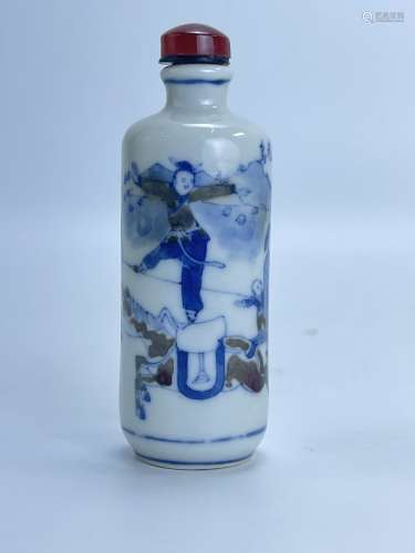 An underglaze red and blue&white snuff bottle vase, Qing Dyn...
