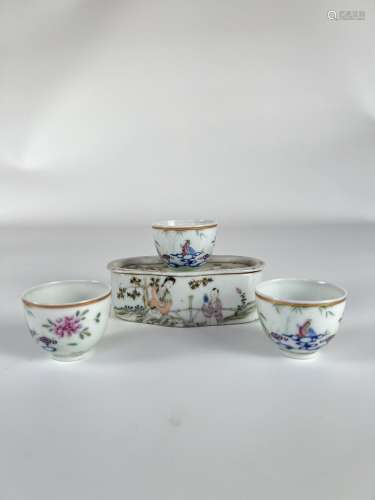 A set of tea cups and cup stand, Qing Dynasty Pr.