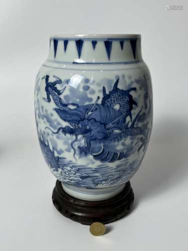 A blue&white vase, Qing Dynasty Pr.