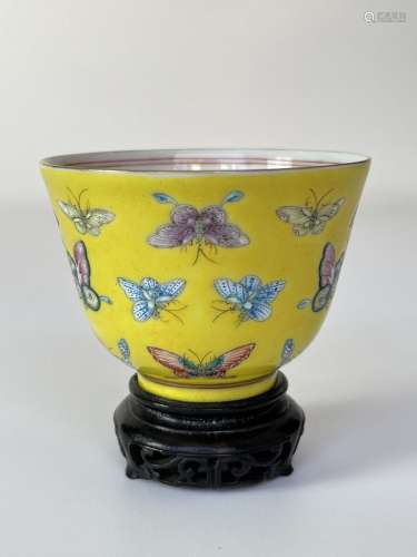 A fine empair colour grounded cup, marked, Qing Dynasty Pr.