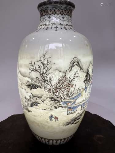 A fine famille rose eggshell Mei-ping vase, marked.