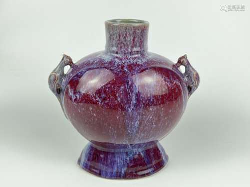 A fine&rare double eared vase, Qing Dynasty Pr.