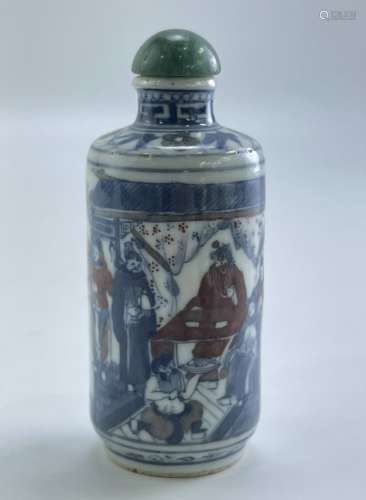 An underglaze red and blue&white snuff bottle vase, YongZhen...