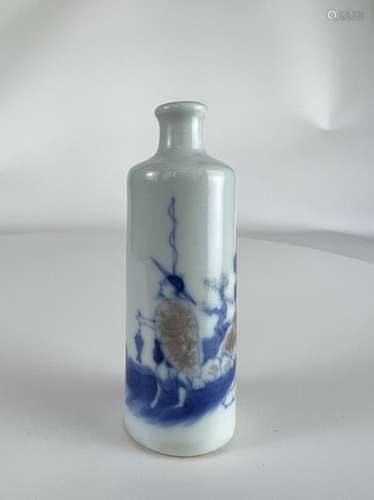 An underglaze red and blue&white snuff bottle vase, Qing Dyn...