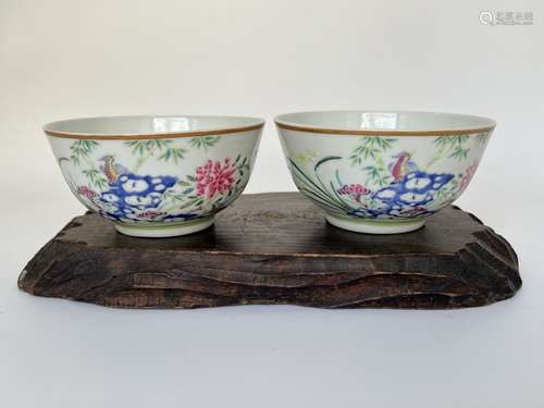 A pair of famille rose bowl,  Qing Dynasty Pr.