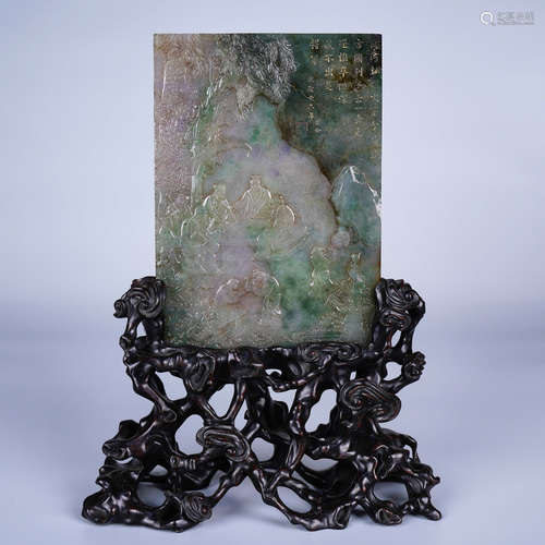 A JADEITE FIGURAL TABLE SCREEN