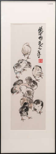 A CHINESE PAINTING OF WOODEN FRAME, MARKED BY HUANGZHOU