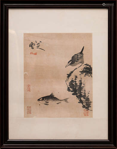 A CHINESE PAINTING OF WOODEN FRAME, MARKED BY BADASHANREN