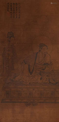 A CHINESE PAINTING SILK HEART OF FIGURE, MARKED BY LIGONGLIN