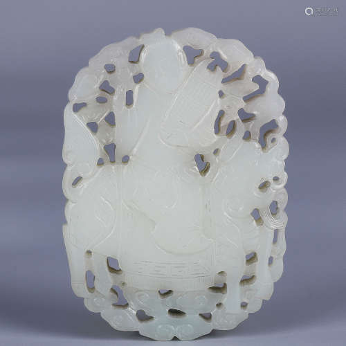 A HETIAN JADE MONEY SEND BOY PENDANT