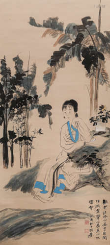 A CHINESE PAINTING OF STANDING SCROLL , MARKED BY ZHANGDAQIA...