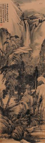 A CHINESE PAINTING OF STANDING SCROLL, MARKED BY SHITAO