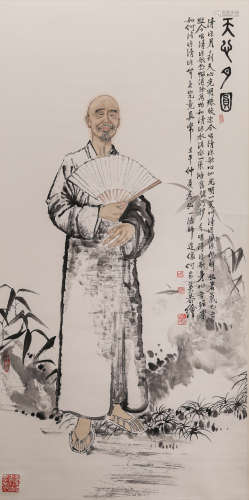 A CHINESE PAINTING OF STANDING SCROLL , MARKED BY HEJIAYING