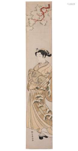 SUZUKI HARUNOBU (1725-1770) Beauty under plum blossom
