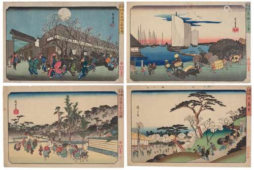 UTAGAWA HIROSHIGE (1797-1858) A group of four landscape prin...