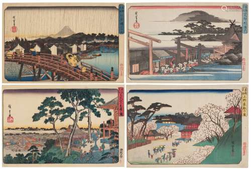 UTAGAWA HIROSHIGE (1797-1858) A group of four landscape prin...
