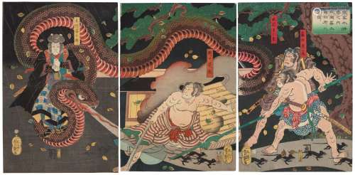 UTAGAWA YOSHITSUYA (1822-1866) Kogakure no Kiritaro yojyutsu...
