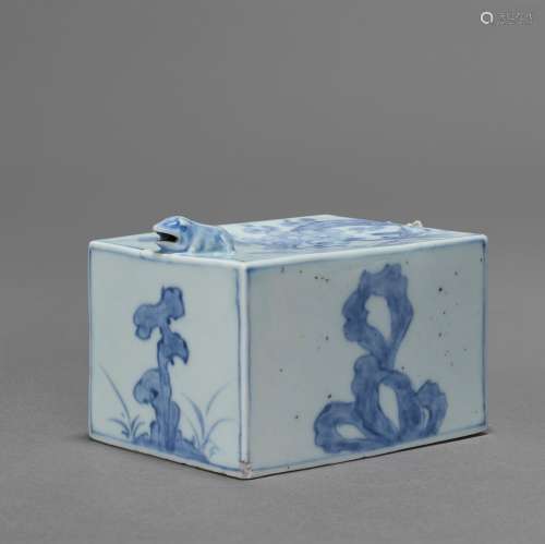 A BLUE-AND-WHITE SQUARE WATER DROPPER JOSEON DYNASTY (19TH C...