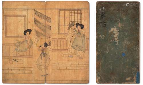 ATTRIBUTED TO SIN YUNBOK (1758-) Album of genre paintings