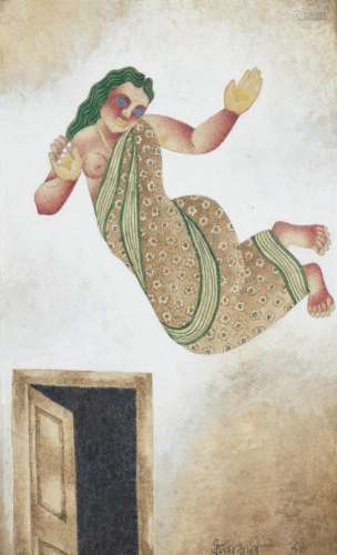 DHARMANARAYAN DASGUPTA (1939-1997) Untitled (Woman with Door...