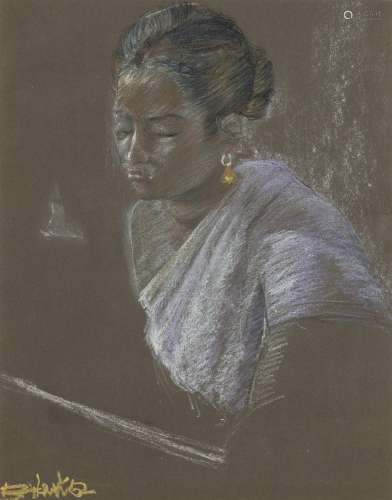 BIKASH BHATTACHARJEE (1940-2006) Untitled (Lady)