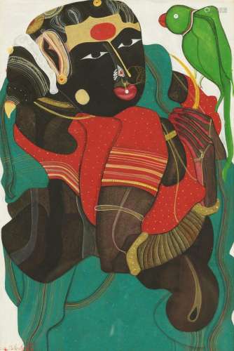 THOTA VAIKUNTAM (B. 1942) Untitled (Woman with Parrot)