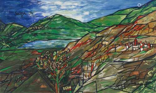 FRANCIS NEWTON SOUZA (1924-2002) Untitled (Hillside Landscap...