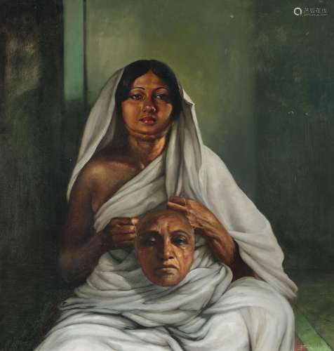BIKASH BHATTACHARJEE (1940-2006) Portrait of - Bala Dasi