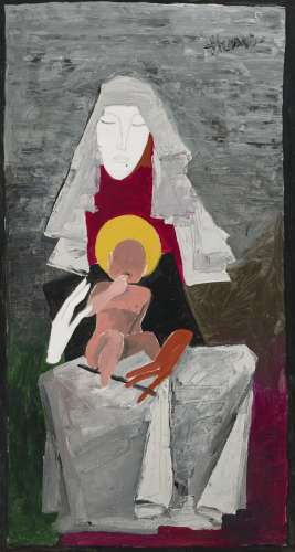 MAQBOOL FIDA HUSAIN (1913-2011) Untitled (Madonna and Child)