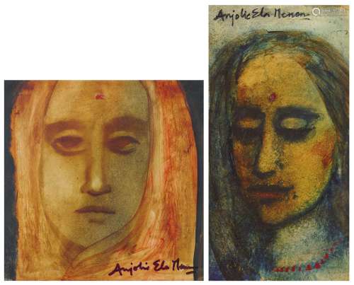 ANJOLIE ELA MENON (B. 1940) Untitled (Woman in Shawl); Untit...