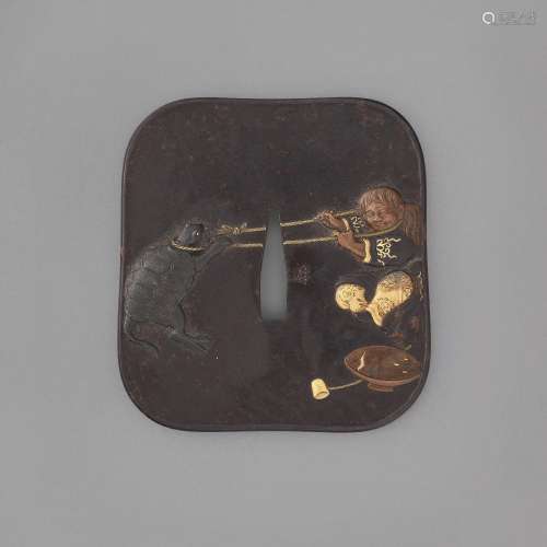 A SOFT-METAL-INLAID IRON TSUBAMEIJI PERIOD (LATE 19TH CENTUR...