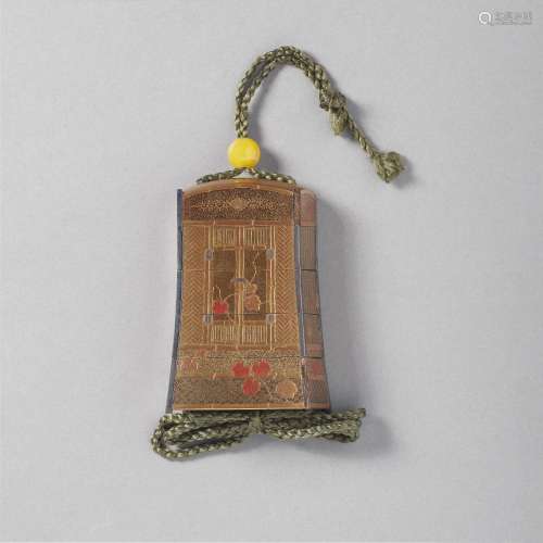 A SPECIAL LACQUER FOUR-CASE INRO IN THE SHAPE OF AN OI (PRIE...