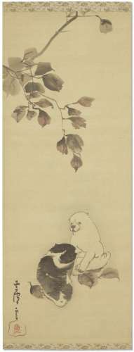 ATTRIBUTED TO NAGASAWA ROSETSU (1754-1799)Two Puppies with A...