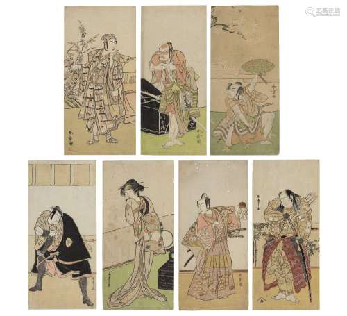 KATSUKAWA SHUNSHO (1726-1792)A group of seven actor prints
