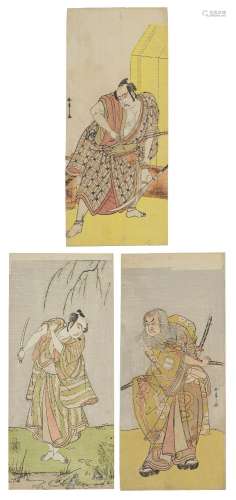 KATSUKAWA SHUNSHO (1726-1792)A group of three actor prints