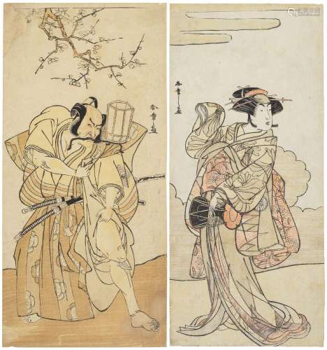 KATSUKAWA SHUNSHO (1726-1792)A group of two actor prints