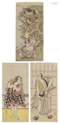 KATSUKAWA SHUNKO (1743-1812)A group of three actor prints